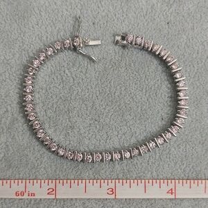 Vintage Sterling silver pink CZ tennis bracelet